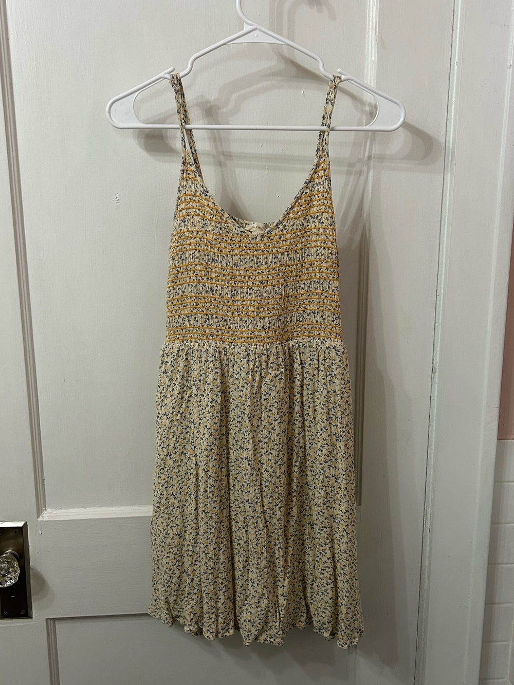 Hem & Thread Yellow Floral Smocked Mini Dress